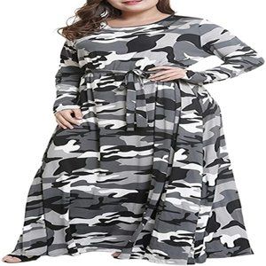 Women's Plus Size Printed Camouflage Maxi dress